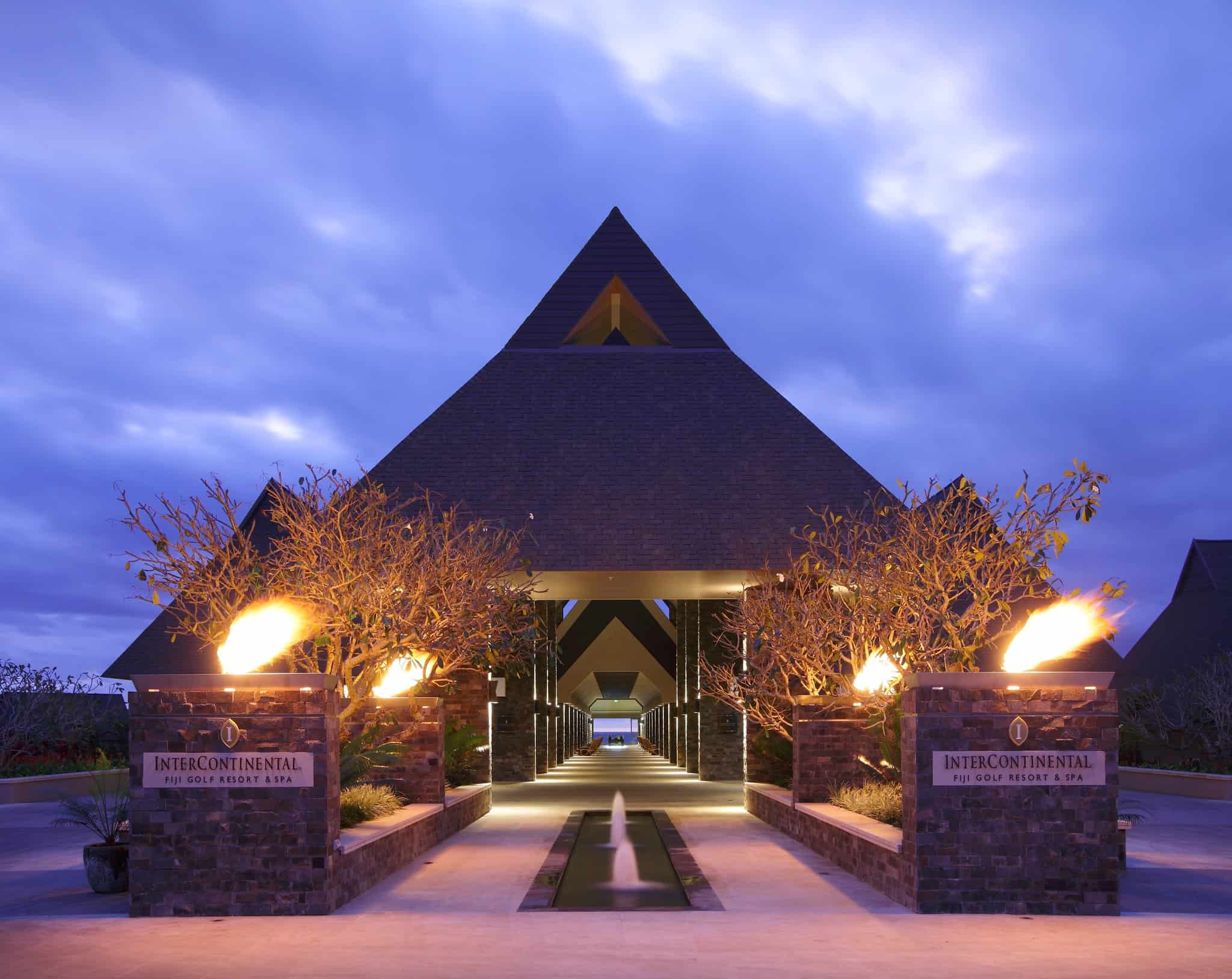 Resort Entrance by Dusk Light